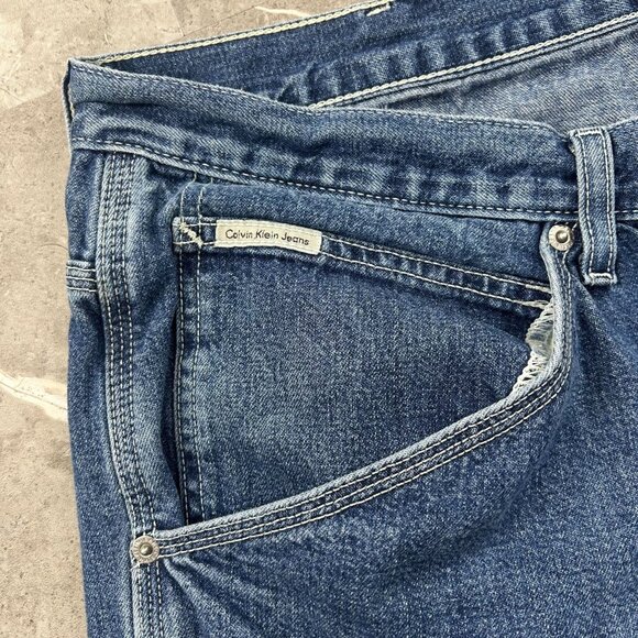 Vintage Calvin Kelin Jean Shorts Mens 36 Denim Jorts y2k Baggy Loose Carpenter - Picture 3 of 10